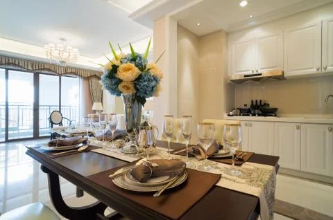 Nice dining room Stock Photos