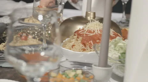 A nice dinner setting Stock Footage 61078960