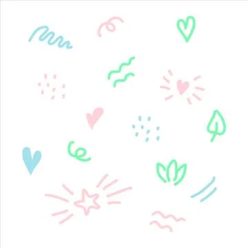 Nice doodle elements wave, dot, star, heart for children Stock Illustration