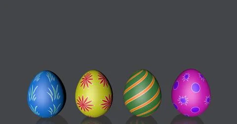 Nice easter eggs four black background with place for the note mirror glass Stock Illustration