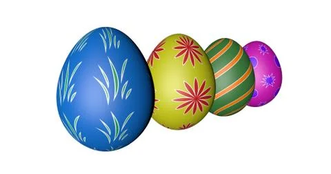 Nice easter eggs four white background isolated perspectiev Stock Illustration