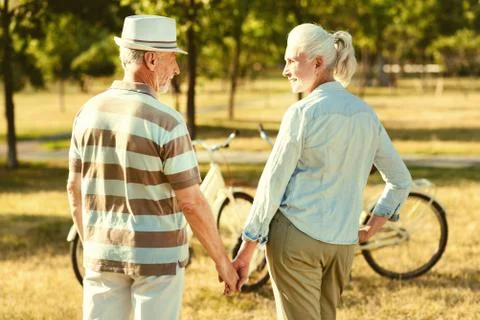Nice elderly couple having a walk Foto stock