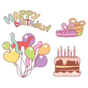 Nice elements for birthday Illustrazione stock