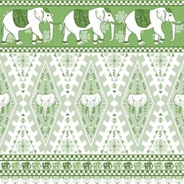 Nice elephant pattern in Asian style Stock Illustration