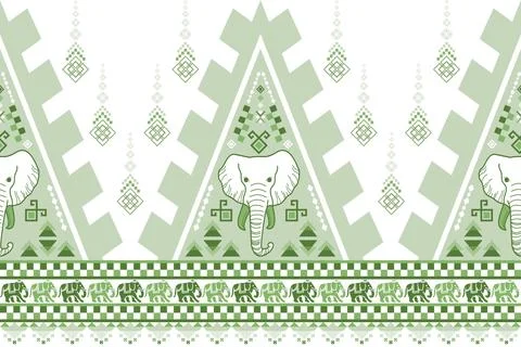 Nice elephant pattern in Asian style Stock Illustration