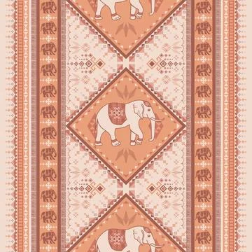 Nice elephant pattern in Asian style Illustrazione stock