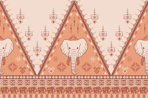 Nice elephant pattern in Asian style Stock Illustration