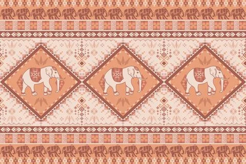 Nice elephant pattern in Asian style Stock Illustration
