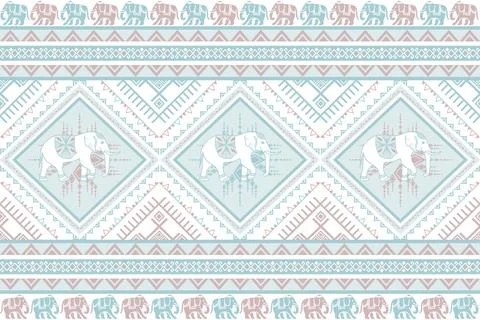 Nice elephant pattern in Asian style Stock Illustration