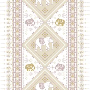 Nice elephant pattern in Asian style Stock Illustration