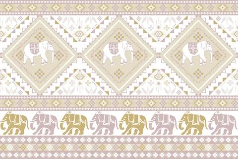 Nice elephant pattern in Asian style Stock Illustration