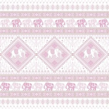 Nice elephant pattern in Asian style Stock Illustration