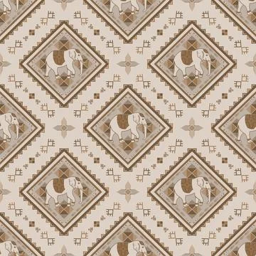 Nice elephant pattern in Asian style Stock Illustration