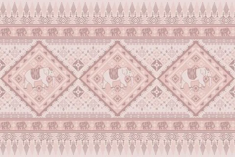 Nice elephant pattern in Asian style Stock Illustration