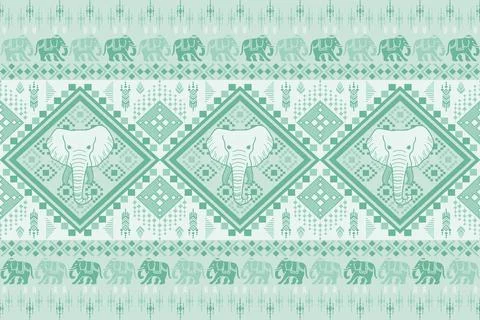 Nice elephant pattern in Asian style Stock Illustration