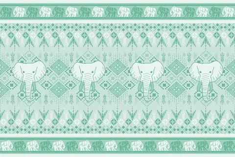 Nice elephant pattern in Asian style Stock Illustration