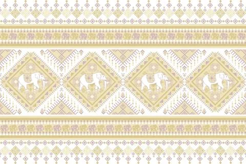 Nice elephant pattern in Asian style Stock Illustration