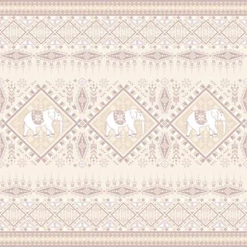 Nice elephant pattern in Asian style Stock Illustration