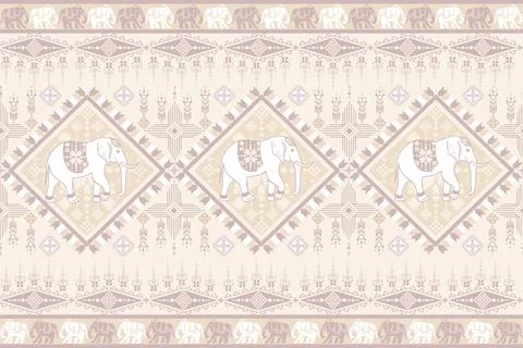 Nice elephant pattern in Asian style Stock Illustration