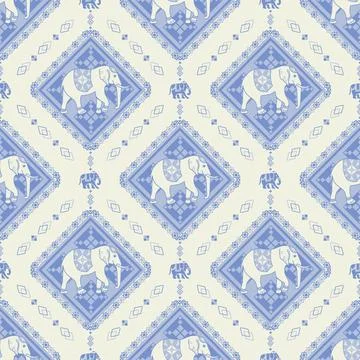 Nice elephant pattern in Asian style Stock Illustration