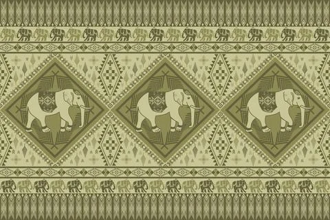 Nice elephant pattern in Asian style Stock Illustration