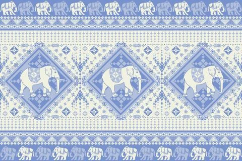 Nice elephant pattern in Asian style Stock Illustration