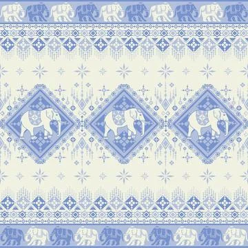 Nice elephant pattern in Asian style Stock Illustration