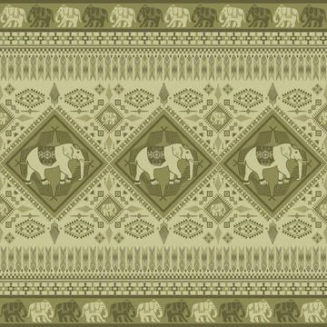 Nice elephant pattern in Asian style Stock Illustration
