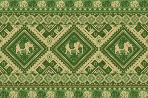 Nice elephant pattern in Asian style Stock Illustration