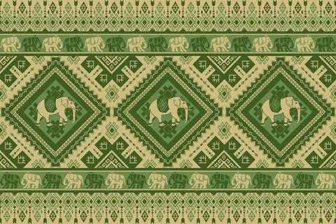 Nice elephant pattern in Asian style Stock Illustration