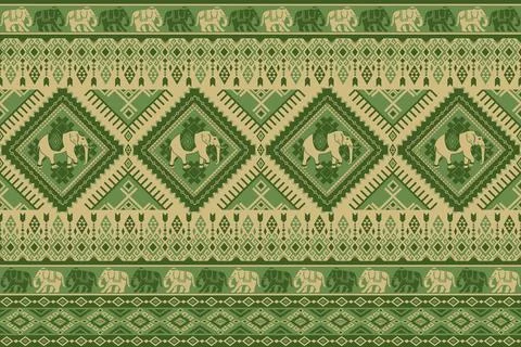 Nice elephant pattern in Asian style Stock Illustration
