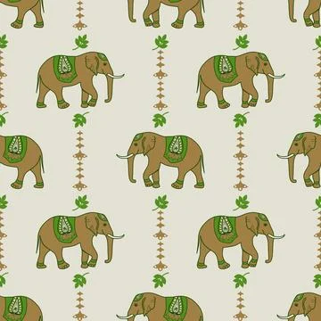 Nice elephant pattern in Asian style Stock Illustration