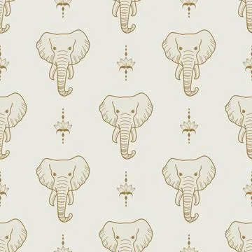 Nice elephant pattern in Asian style Stock Illustration