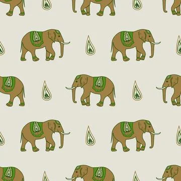 Nice elephant pattern in Asian style Stock Illustration