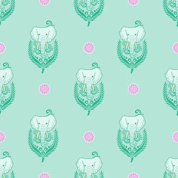 Nice elephant pattern in Asian style Stock Illustration