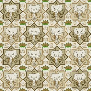 Nice elephant pattern in Asian style Stock Illustration
