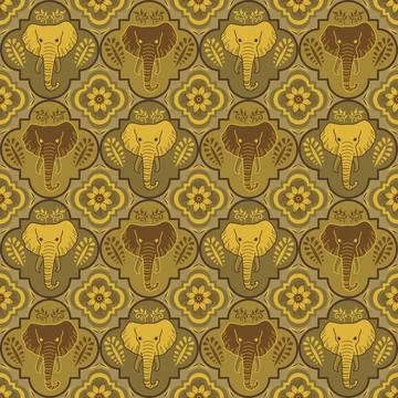 Nice elephant pattern in Asian style Stock Illustration