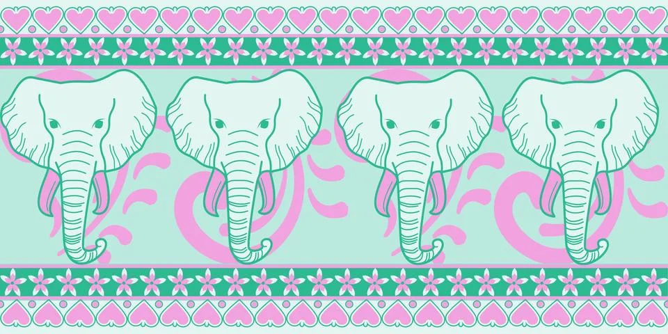 Nice elephant pattern in Asian style Stock Illustration