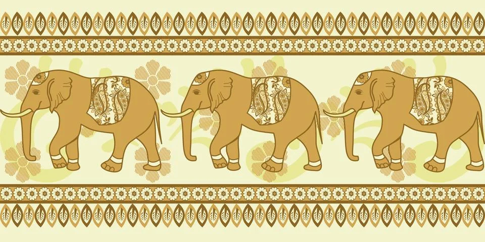 Nice elephant pattern in Asian style Stock Illustration