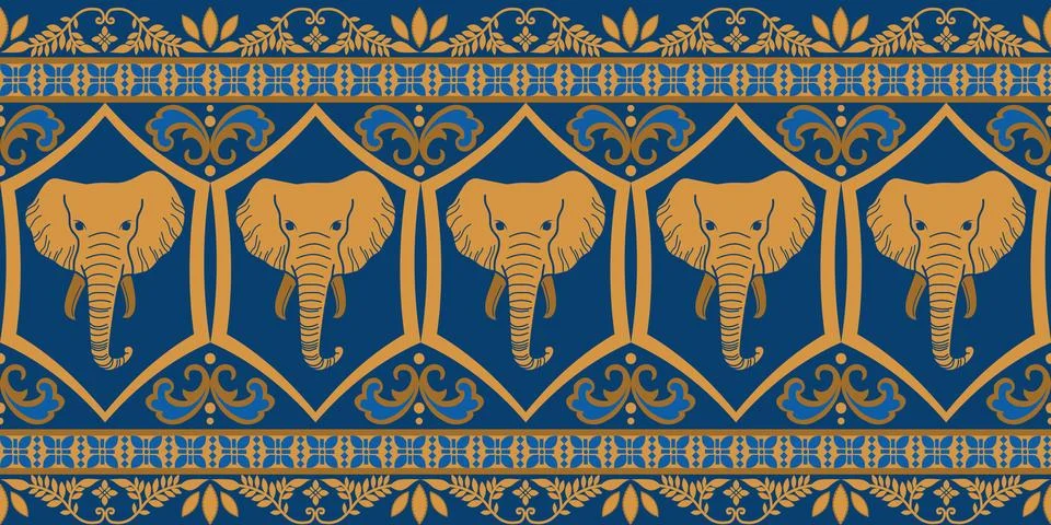 Nice elephant pattern in Asian style Stock Illustration
