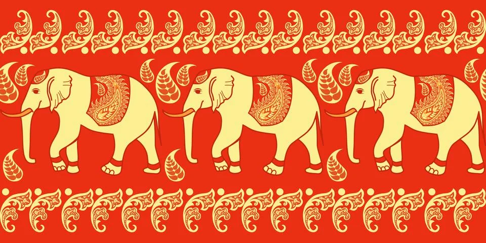 Nice elephant pattern in Asian style Stock Illustration