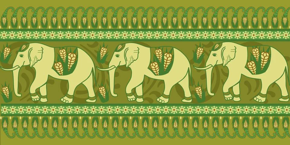 Nice elephant pattern in Asian style Stock Illustration