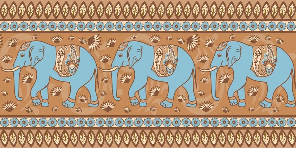 Nice elephant pattern in Asian style Ilustración de archivo