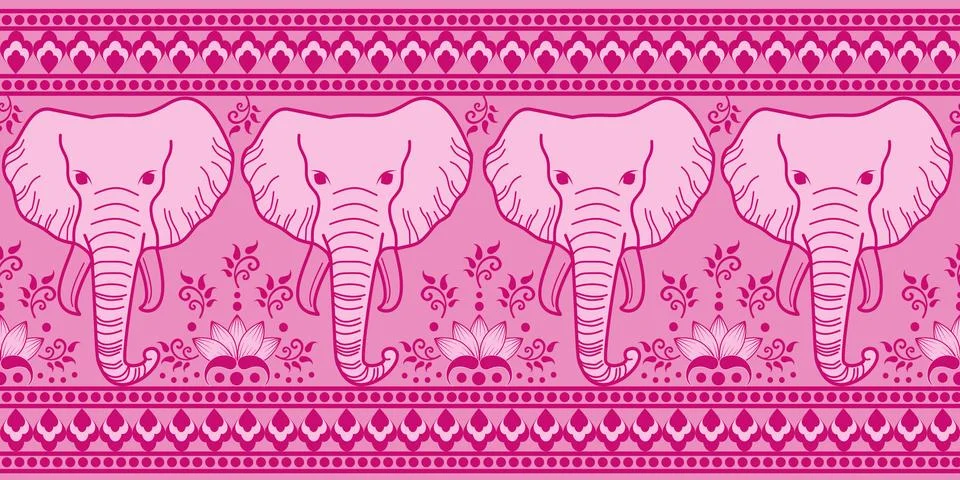 Nice elephant pattern in Asian style Stock Illustration