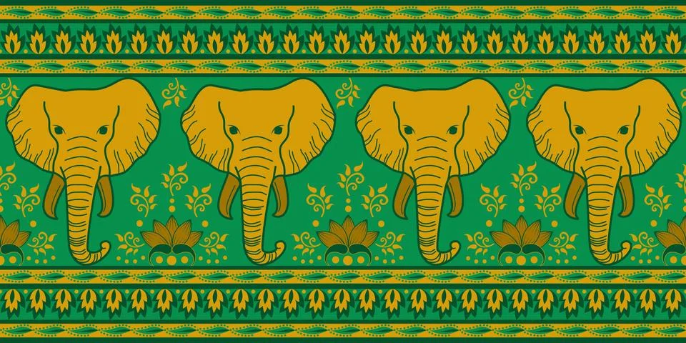 Nice elephant pattern in Asian style Stock Illustration