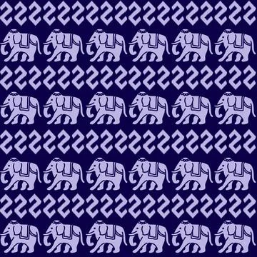 Nice elephant pattern in Asian style Stock Illustration