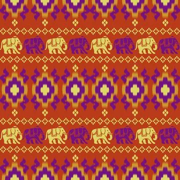 Nice elephant pattern in Asian style Stock Illustration