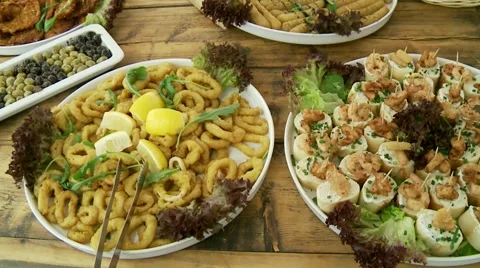 Nice Exotic Buffet Stock Footage 5163517