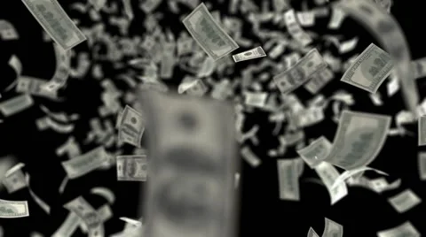 Nice Falling Banknotes on a Black Background Stock Footage 68771334