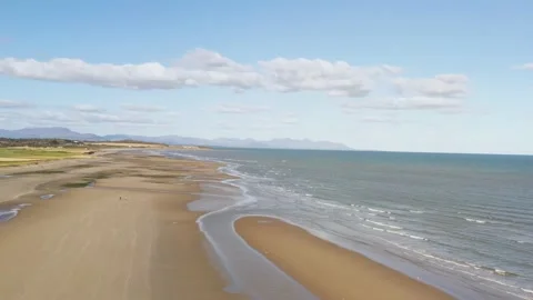 Nice flight over Clogherhead beach, Co Louth, Ireland Stock Footage 218202217